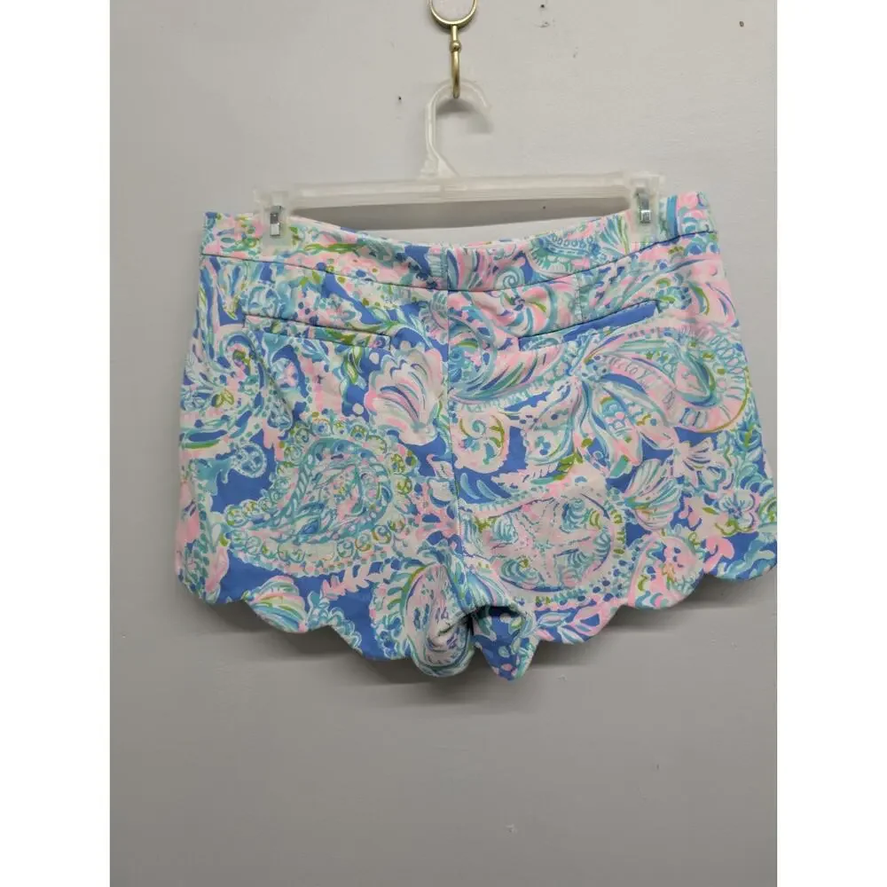 Lilly Pulitzer Buttercup Knit Scallop Shorts Multi Dream Team Size 12